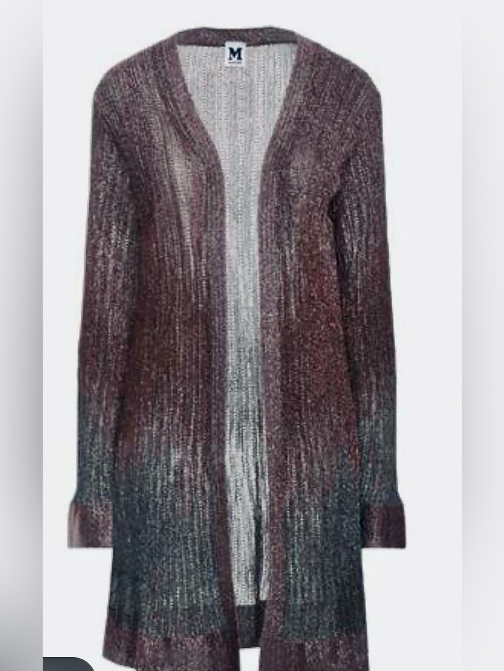 Missoni Metallic Maroon Open Cardigan Size 44